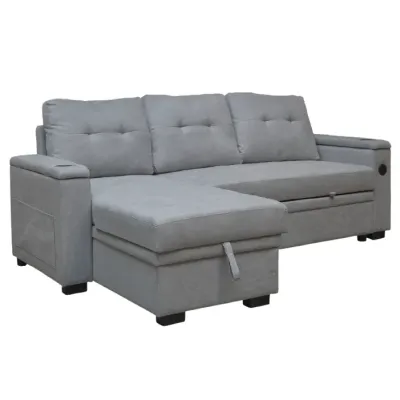 Sofa Cama Lucca Reversible Con USB Light Gray