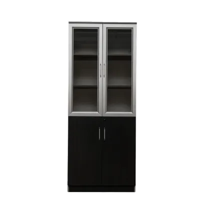 Biblioteca con puertas de vidrio Negro